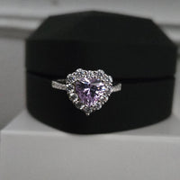 Lavender Dream – Purple CZ Heart Halo Ring