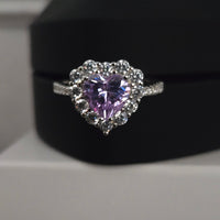 Lavender Dream – Purple CZ Heart Halo Ring