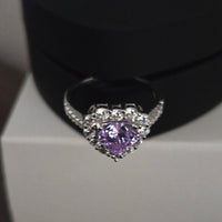 Lavender Dream – Purple CZ Heart Halo Ring