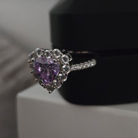 Lavender Dream – Purple CZ Heart Halo Ring
