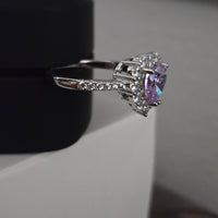 Lavender Dream – Purple CZ Heart Halo Ring