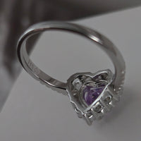 Lavender Dream – Purple CZ Heart Halo Ring