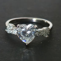 Heart CZ ring - side view
