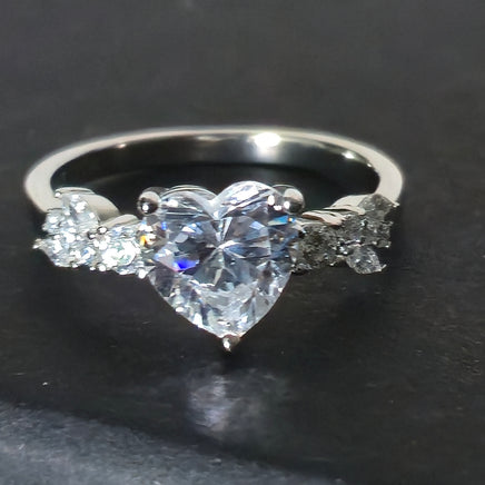 Heart CZ ring - interior hallmark 925