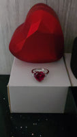 6ct Blood Red Heart CZ Ring with red and black LED heart boxes