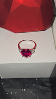 6ct Blood Red Heart CZ Ring close-up top view