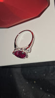 6ct Blood Red Heart CZ Ring with red LED heart box