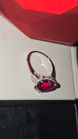 6ct Blood Red Heart CZ Ring side angle view