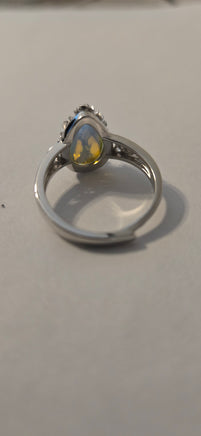 Ghost Grove white obsidian Celtic ring – top view