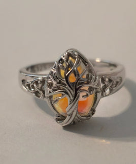 Ghost Grove white obsidian Celtic ring – front view