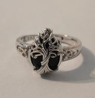 Midnight Tree black obsidian Celtic ring – front view