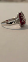 Crimson Drop red obsidian Celtic ring – side profile