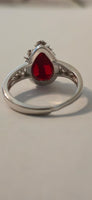 Crimson Drop red obsidian Celtic ring – back view
