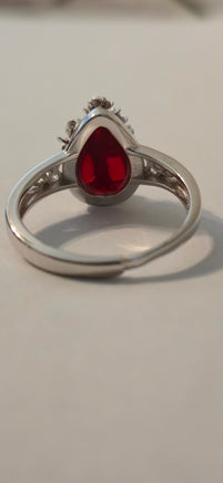 Crimson Drop red obsidian Celtic ring – back view
