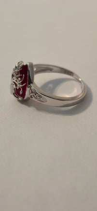 Crimson Drop red obsidian Celtic ring – side view