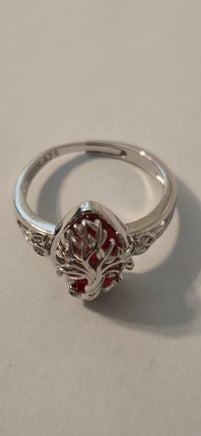 Crimson Drop red obsidian Celtic ring – top view