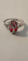 Crimson Drop red obsidian Celtic ring – front angle