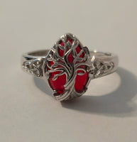 Crimson Drop red obsidian Celtic ring – front view