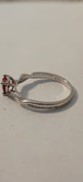 Crimson Twist red CZ heart ring – side profile