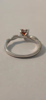Crimson Twist red CZ heart ring – back view