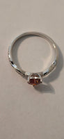Crimson Twist red CZ heart ring – bottom view