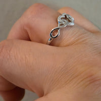 Infinite Love – 1mm CZ Halo Heart Ring