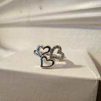 Three of Hearts – CZ Halo Sterling Silver Ring