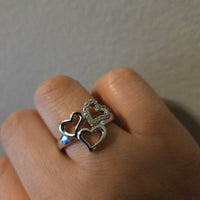 Three of Hearts – CZ Halo Sterling Silver Ring