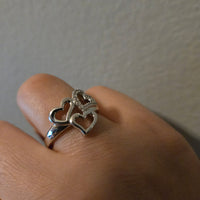 Three of Hearts – CZ Halo Sterling Silver Ring