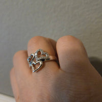Three of Hearts – CZ Halo Sterling Silver Ring