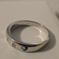 Rainbow Hearts – Multi-Color CZ Band Ring