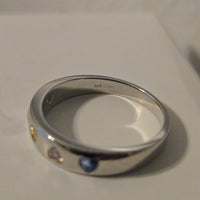 Rainbow Hearts – Multi-Color CZ Band Ring