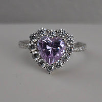 Lavender Dream – Purple CZ Heart Halo Ring