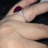 Crimson Stardust Heart Ring – Size 8 | Sterling Silver 925 Rhodium Plated