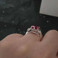 Crimson Stardust Heart Ring – Size 8 | Sterling Silver 925 Rhodium Plated