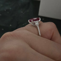 Crimson Stardust Heart Ring – Size 8 | Sterling Silver 925 Rhodium Plated