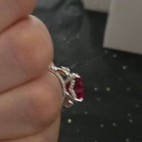Crimson Stardust Heart Ring – Size 8 | Sterling Silver 925 Rhodium Plated