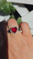 Queen of Hearts — Sterling Silver Garnet & Black Onyx Custom Ring