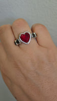 Queen of Hearts — Sterling Silver Garnet & Black Onyx Custom Ring