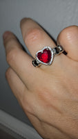 Queen of Hearts — Sterling Silver Garnet & Black Onyx Custom Ring