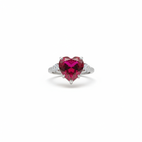 Blood Red Heart CZ Ring – Main White Background