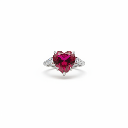 Blood Red Heart CZ Ring – Main White Background