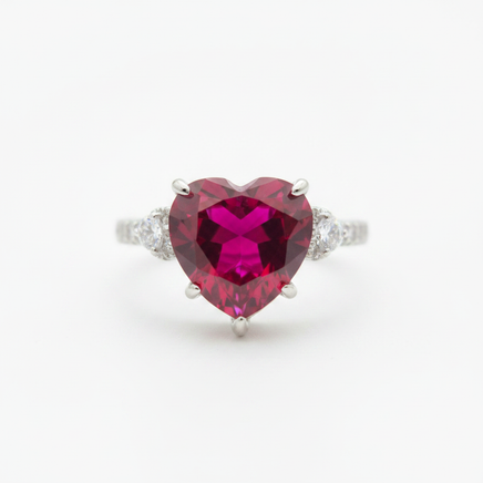 Blood Red Heart CZ Ring – White Background Main
