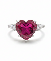 Blood Red Heart CZ Ring – White Background Photo 1