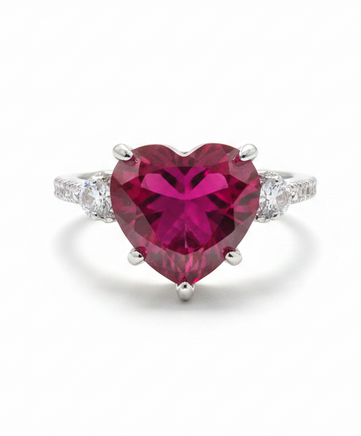 Blood Red Heart CZ Ring – White Background Photo 1