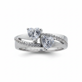 Forever Two – Double Heart CZ Ring