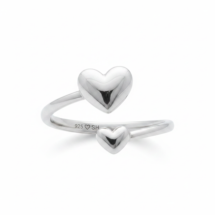 Heart to Heart – Open Bypass Silver Ring