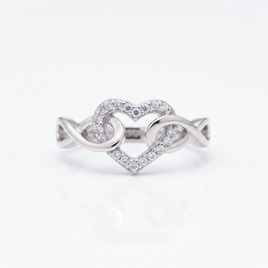 Infinite Love – 1mm CZ Halo Heart Ring