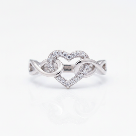 Infinite Love – 1mm CZ Halo Heart Ring