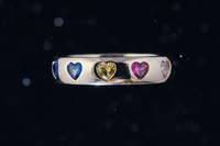 Rainbow Hearts – Multi-Color CZ Band Ring
